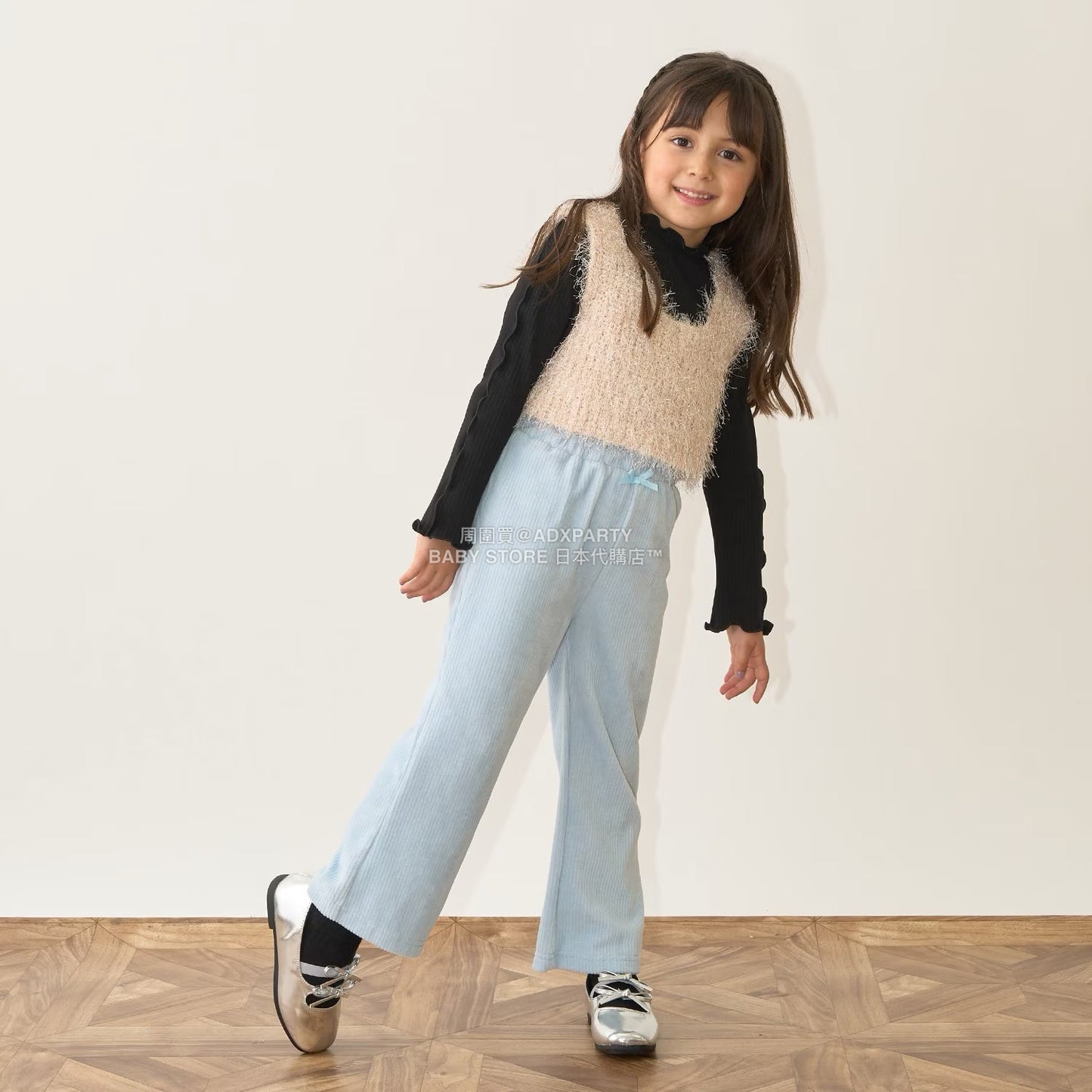 日本童裝 Ly# mine 金銀絲羽毛針織背心 110-140cm 女童款 秋季 TOPS