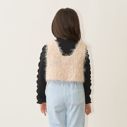 日本童裝 Ly# mine 金銀絲羽毛針織背心 110-140cm 女童款 秋季 TOPS