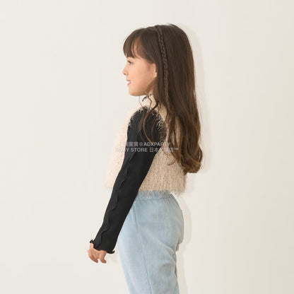 日本童裝 Ly# mine 金銀絲羽毛針織背心 110-140cm 女童款 秋季 TOPS