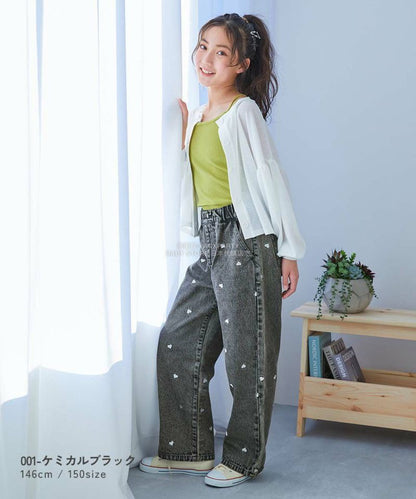 日本童裝 dev!rock 心型刺繡牛仔褲 100-160cm 女童款 秋季 PANTS