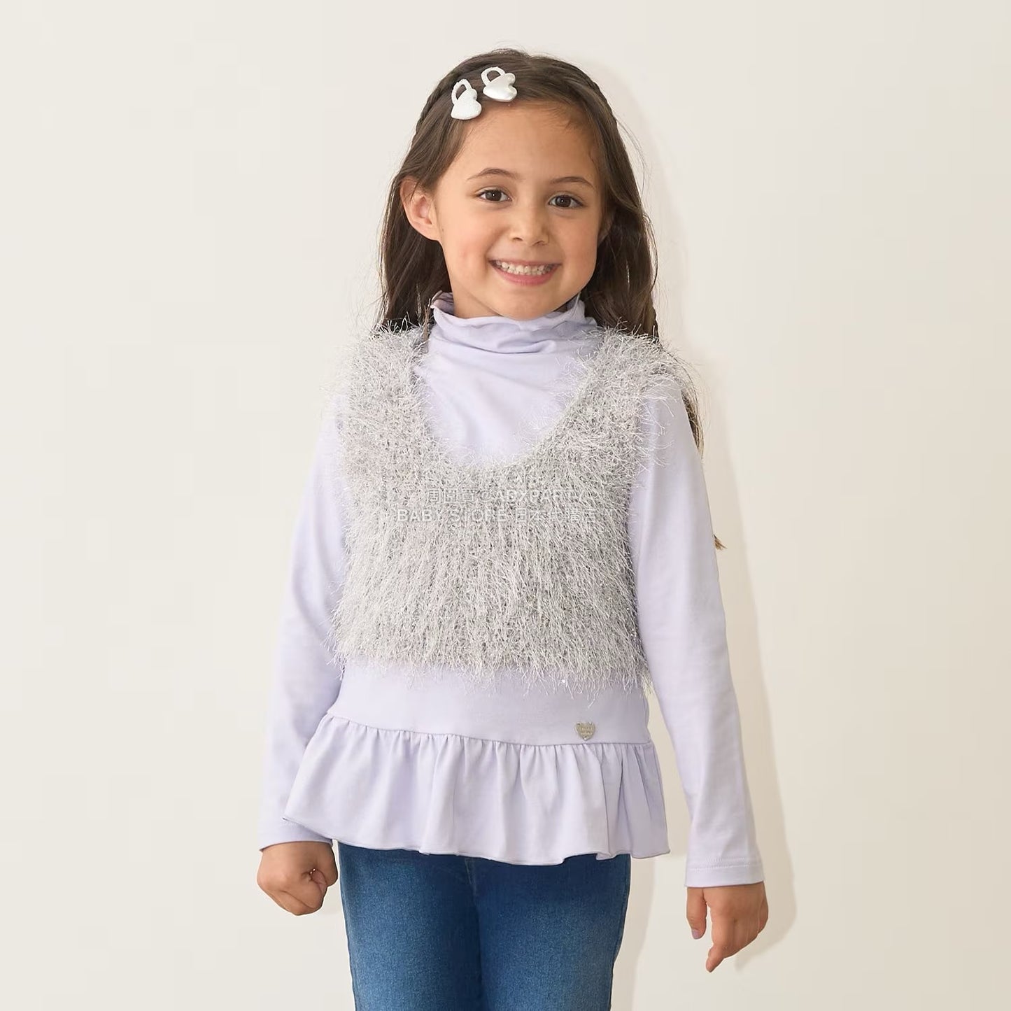 日本童裝 Ly# mine 金銀絲羽毛針織背心 110-140cm 女童款 秋季 TOPS