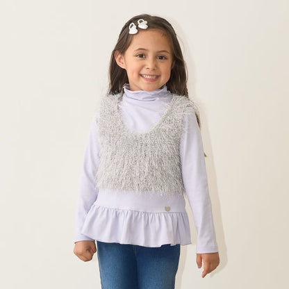 日本童裝 Ly# mine 金銀絲羽毛針織背心 110-140cm 女童款 秋季 TOPS