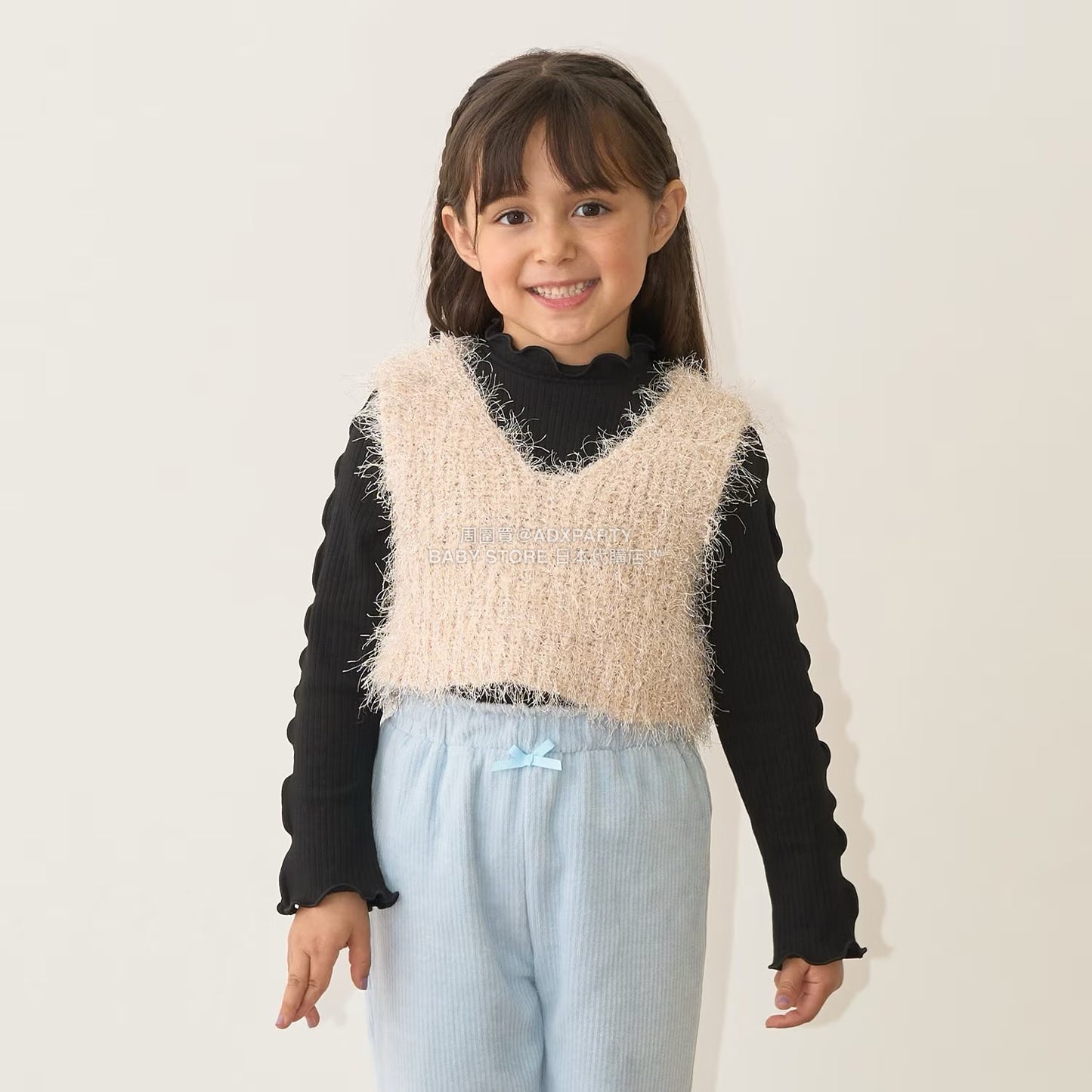 日本童裝 Ly# mine 金銀絲羽毛針織背心 110-140cm 女童款 秋季 TOPS