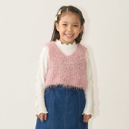 日本童裝 Ly# mine 金銀絲羽毛針織背心 110-140cm 女童款 秋季 TOPS