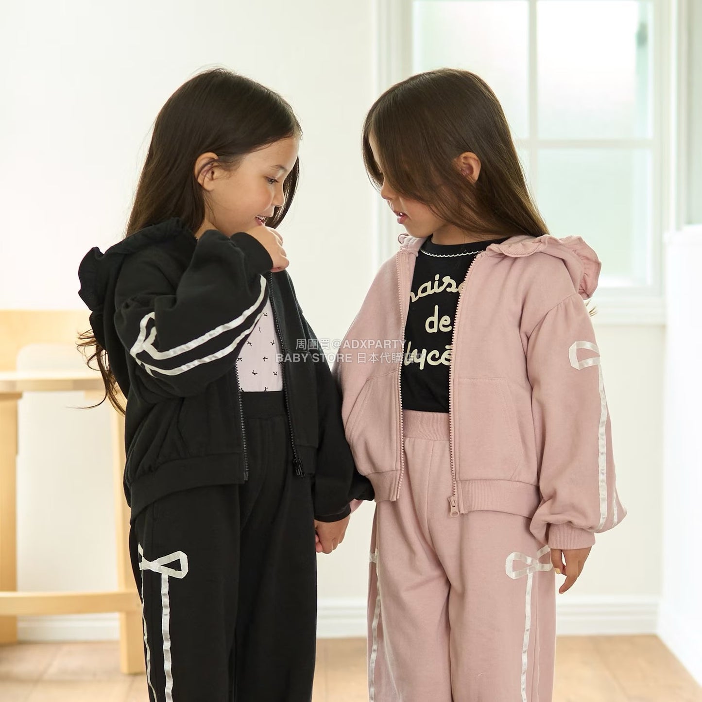 日本童裝 Ly# mine 絲帶線拉鍊連帽外套 100-150cm 女童款 秋季 OUTERWEAR