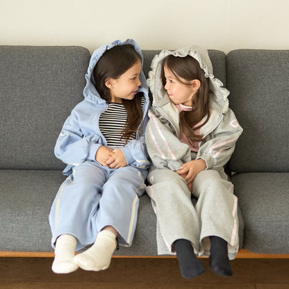 日本童裝 Ly# mine 絲帶線拉鍊連帽外套 100-150cm 女童款 秋季 OUTERWEAR