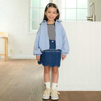 日本童裝 Ly# mine 絲帶線拉鍊連帽外套 100-150cm 女童款 秋季 OUTERWEAR