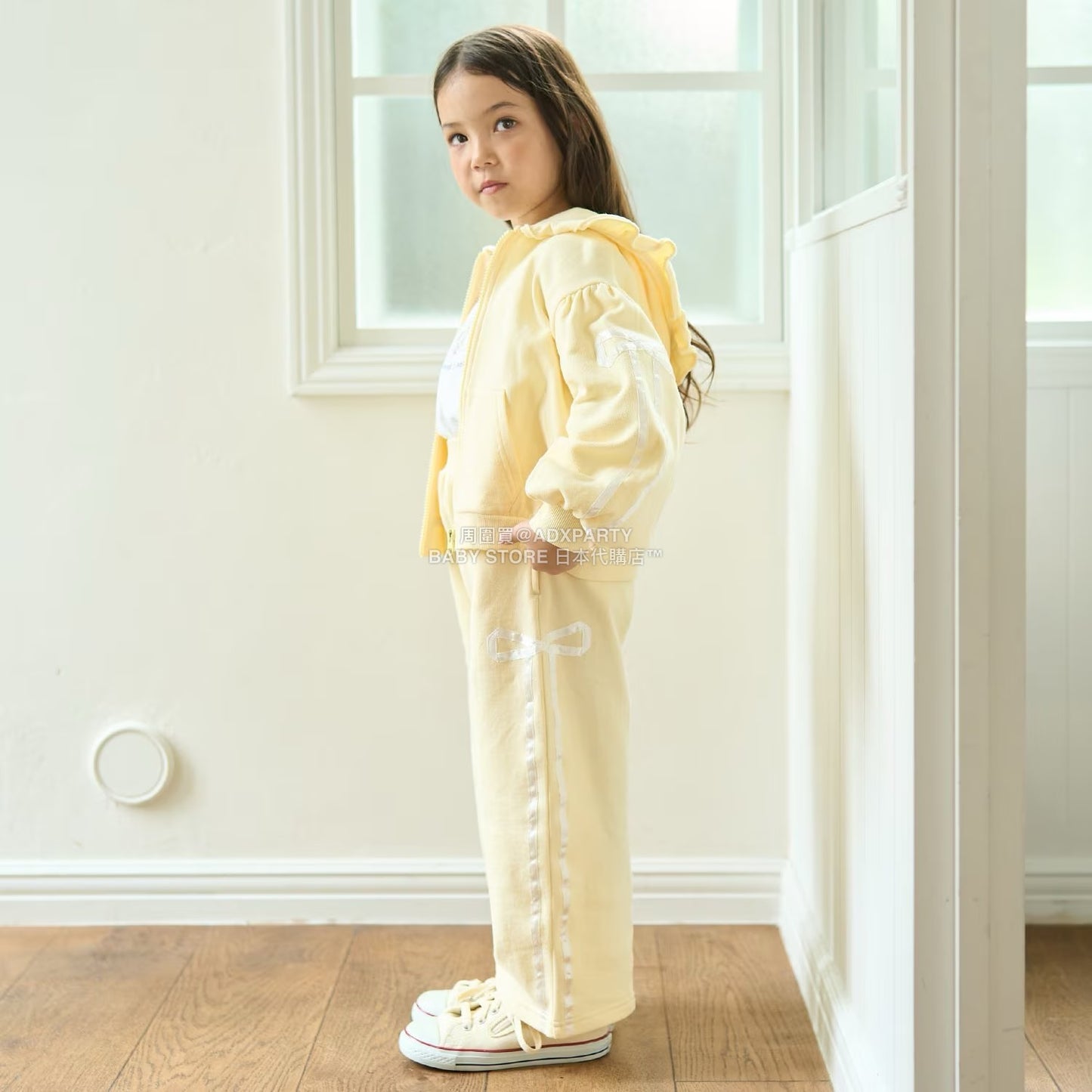 日本童裝 Ly# mine 絲帶線拉鍊連帽外套 100-150cm 女童款 秋季 OUTERWEAR