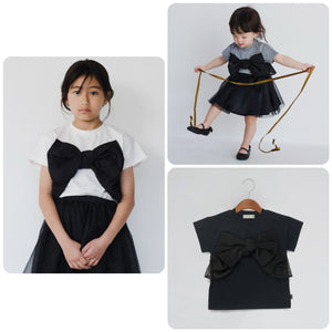 日本童裝 Branshes x b.+A 金子綾 絲帶蝴蝶結短袖上衣 90-150cm 女童款 夏季 TOPS
