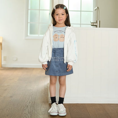 日本童裝 Ly# mine 絲帶線拉鍊連帽外套 100-150cm 女童款 秋季 OUTERWEAR