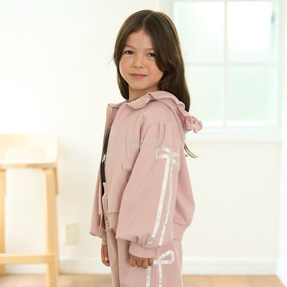 日本童裝 Ly# mine 絲帶線拉鍊連帽外套 100-150cm 女童款 秋季 OUTERWEAR