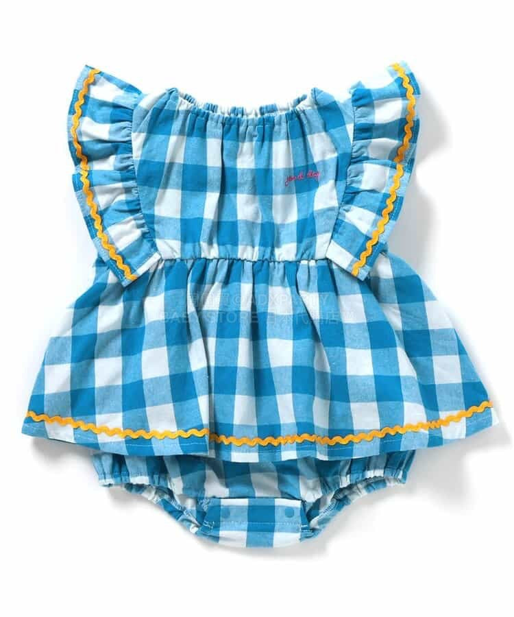日本童裝 BREEZE波浪格仔連衣 70-80cm 女童款 初生嬰兒 夏季 Jumpsuit