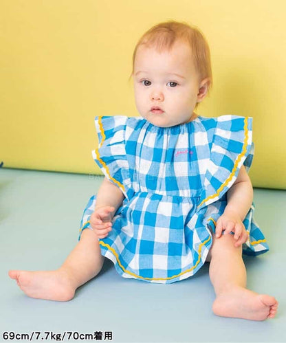 日本童裝 BREEZE波浪格仔連衣 70-80cm 女童款 初生嬰兒 夏季 Jumpsuit