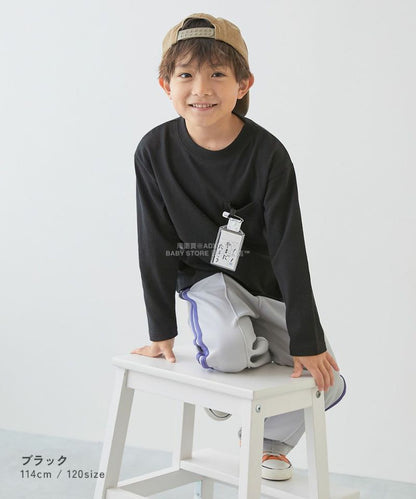 日本童裝 dev!rock 口袋防破洞純色圓領長袖上衣 90-160cm 男童款/女童款 秋季 TOPS