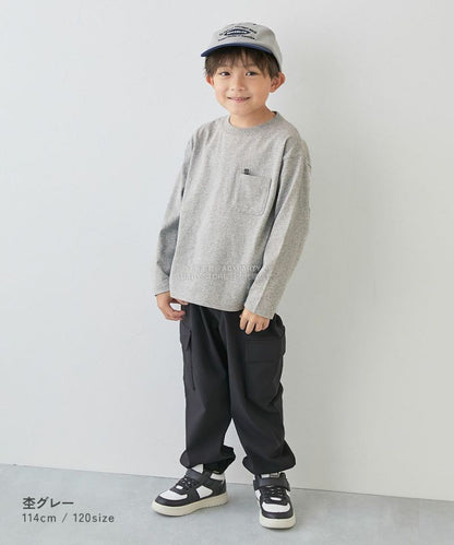 日本童裝 dev!rock 口袋防破洞純色圓領長袖上衣 90-160cm 男童款/女童款 秋季 TOPS