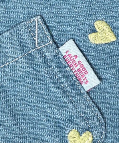 日本童裝 BREEZE 心心刺繡牛仔裙 70-90cm 女童款 初生嬰兒 夏季 DRESSES