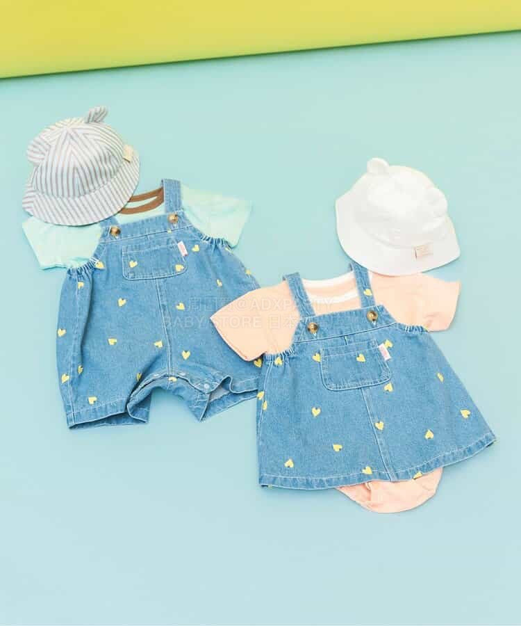 日本童裝 BREEZE 心心刺繡牛仔裙 70-90cm 女童款 初生嬰兒 夏季 DRESSES