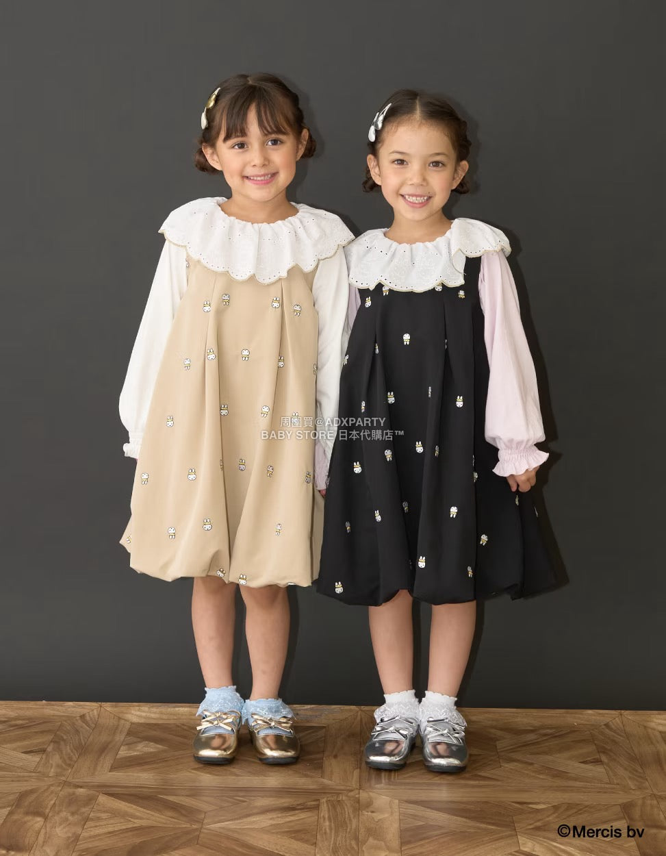 日本童裝 Ly# mine x miffy [柔軟棉] 棉質蕾絲領上衣 100-140cm 女童款 秋季 TOPS