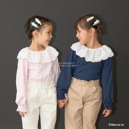 日本童裝 Ly# mine x miffy [柔軟棉] 棉質蕾絲領上衣 100-140cm 女童款 秋季 TOPS