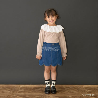 日本童裝 Ly# mine x miffy [柔軟棉] 棉質蕾絲領上衣 100-140cm 女童款 秋季 TOPS