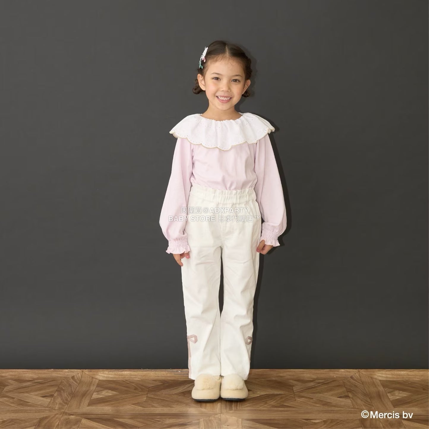 日本童裝 Ly# mine x miffy [柔軟棉] 棉質蕾絲領上衣 100-140cm 女童款 秋季 TOPS