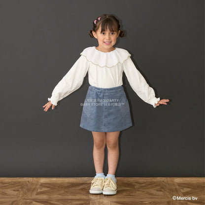 日本童裝 Ly# mine x miffy [柔軟棉] 棉質蕾絲領上衣 100-140cm 女童款 秋季 TOPS