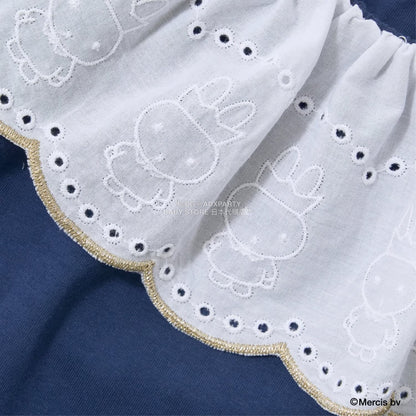 日本童裝 Ly# mine x miffy [柔軟棉] 棉質蕾絲領上衣 100-140cm 女童款 秋季 TOPS