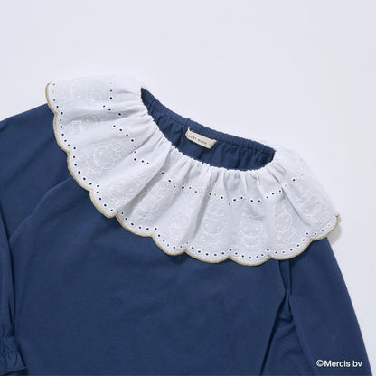 日本童裝 Ly# mine x miffy [柔軟棉] 棉質蕾絲領上衣 100-140cm 女童款 秋季 TOPS