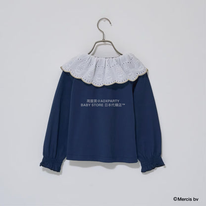 日本童裝 Ly# mine x miffy [柔軟棉] 棉質蕾絲領上衣 100-140cm 女童款 秋季 TOPS