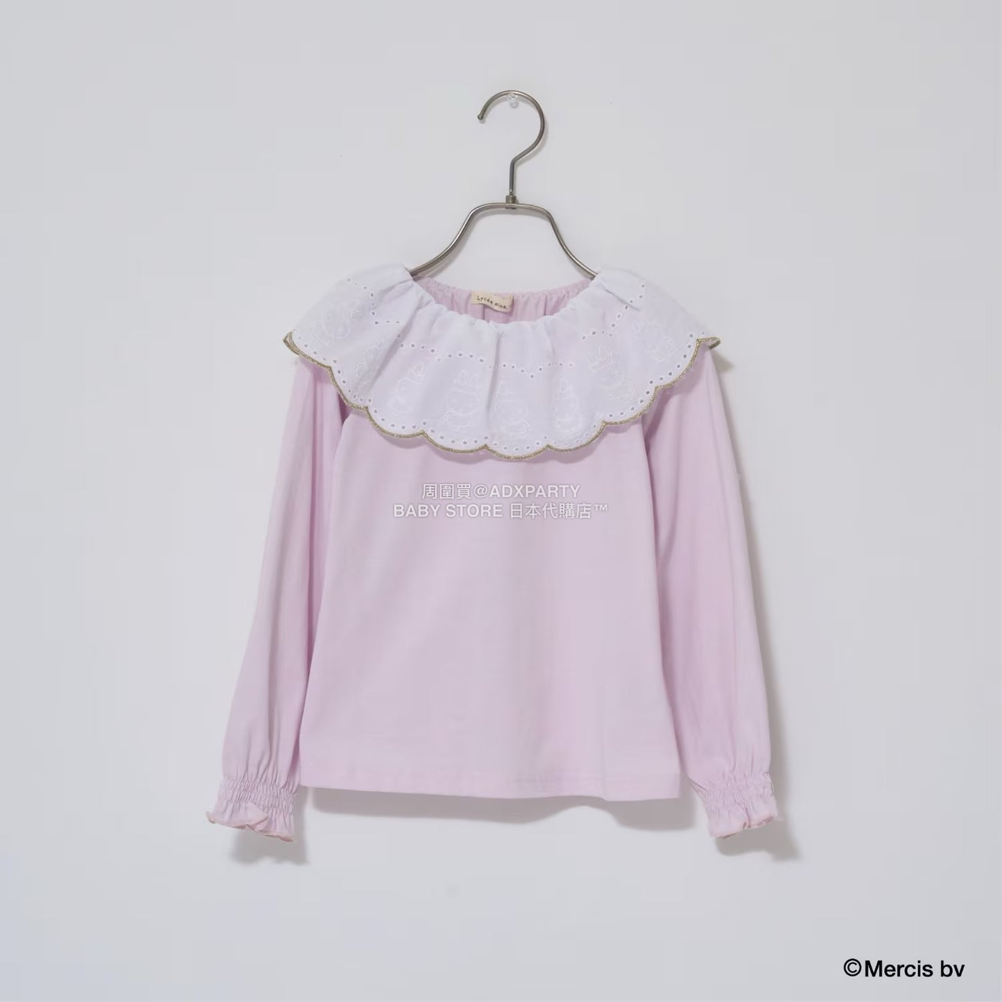 日本童裝 Ly# mine x miffy [柔軟棉] 棉質蕾絲領上衣 100-140cm 女童款 秋季 TOPS