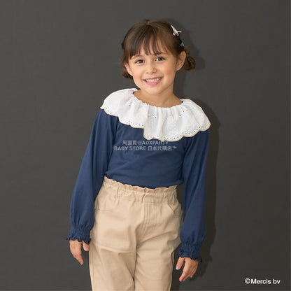 日本童裝 Ly# mine x miffy [柔軟棉] 棉質蕾絲領上衣 100-140cm 女童款 秋季 TOPS