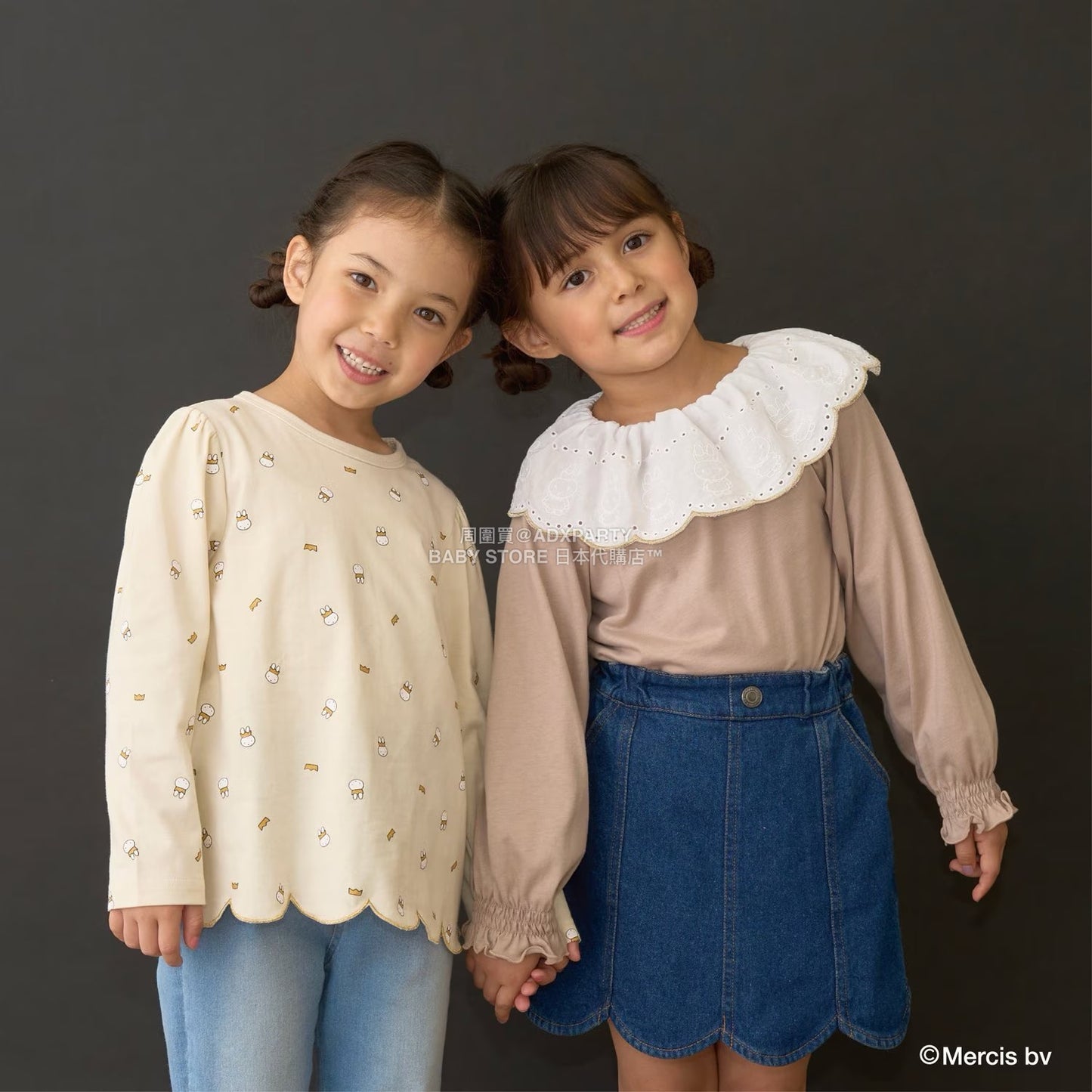 日本童裝 Ly# mine x miffy 滿版印花扇貝邊上衣 100-140cm 女童款 秋季 TOPS