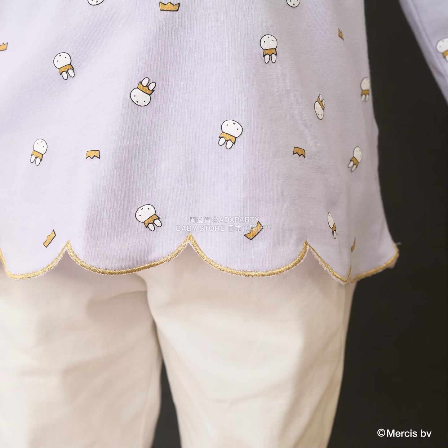 日本童裝 Ly# mine x miffy 滿版印花扇貝邊上衣 100-140cm 女童款 秋季 TOPS