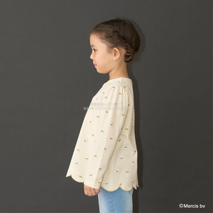 日本童裝 Ly# mine x miffy 滿版印花扇貝邊上衣 100-140cm 女童款 秋季 TOPS