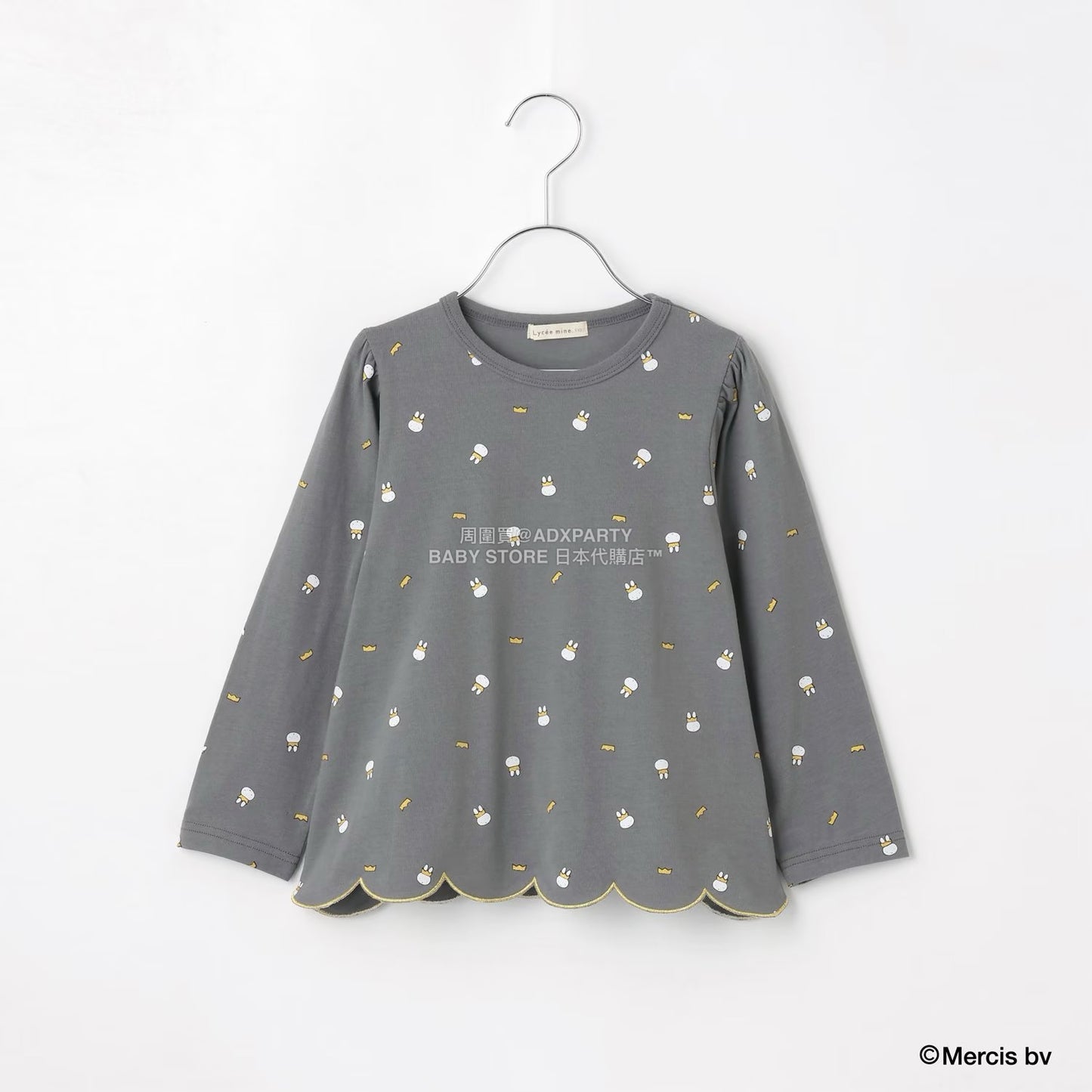日本童裝 Ly# mine x miffy 滿版印花扇貝邊上衣 100-140cm 女童款 秋季 TOPS