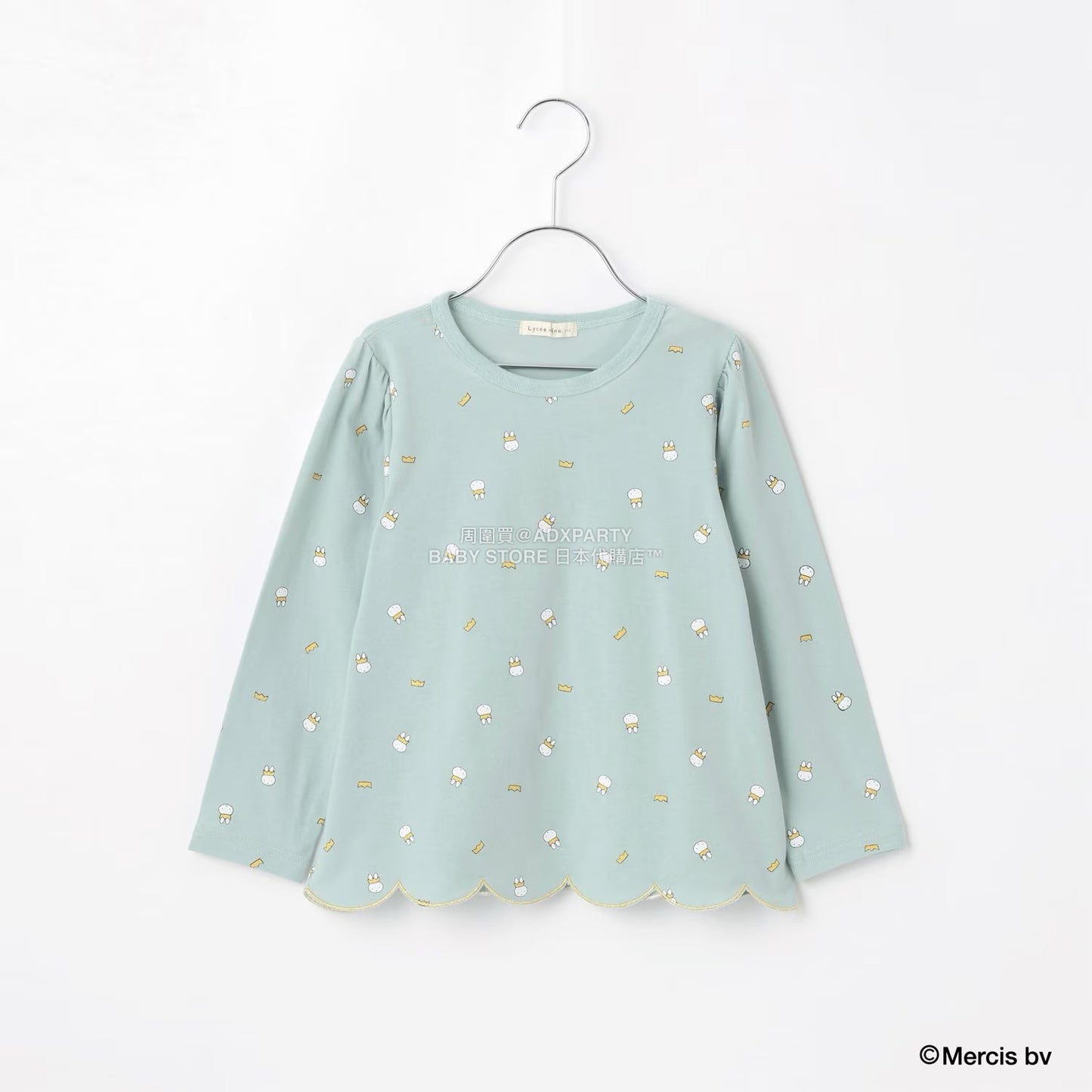 日本童裝 Ly# mine x miffy 滿版印花扇貝邊上衣 100-140cm 女童款 秋季 TOPS