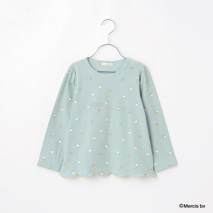 日本童裝 Ly# mine x miffy 滿版印花扇貝邊上衣 100-140cm 女童款 秋季 TOPS