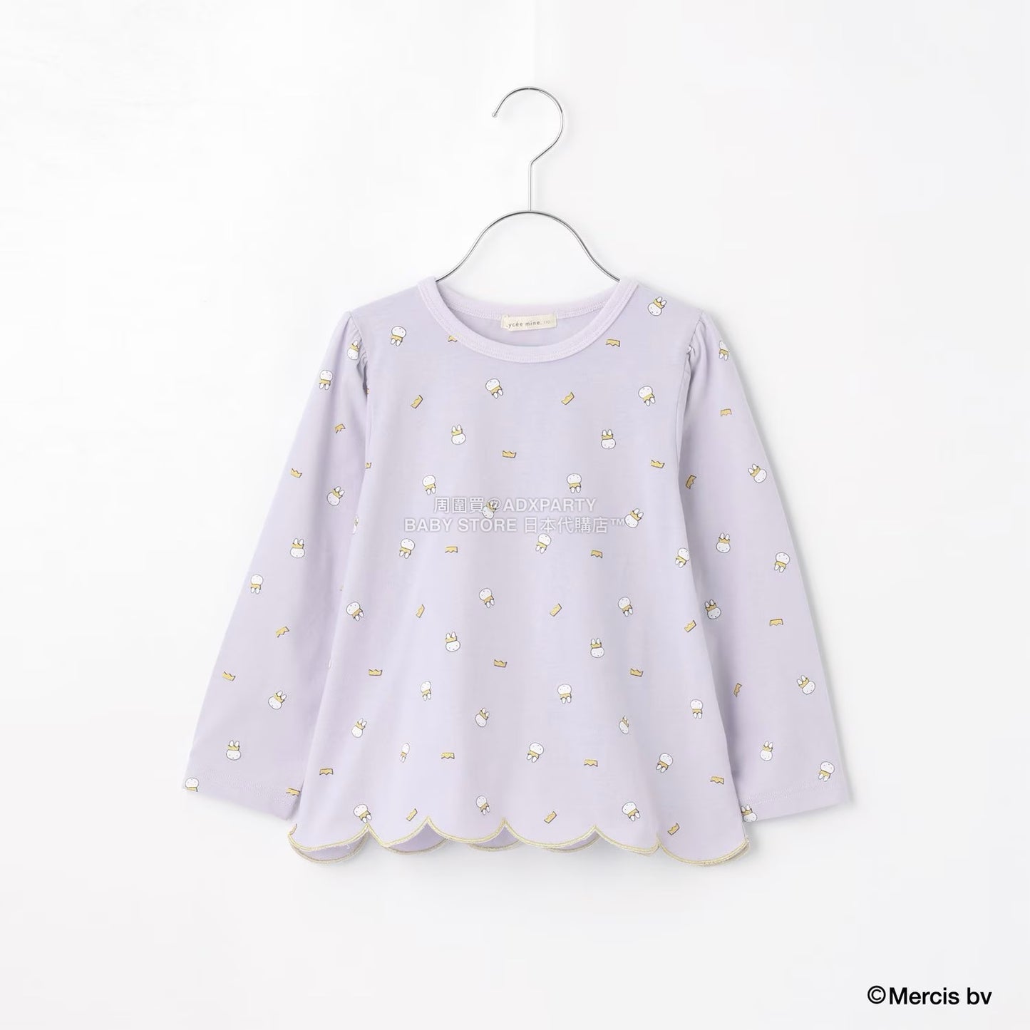 日本童裝 Ly# mine x miffy 滿版印花扇貝邊上衣 100-140cm 女童款 秋季 TOPS