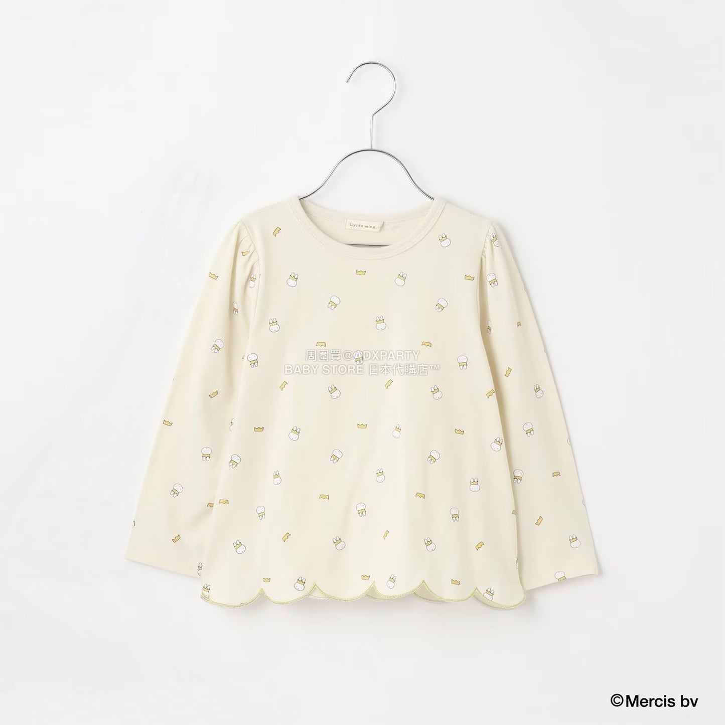 日本童裝 Ly# mine x miffy 滿版印花扇貝邊上衣 100-140cm 女童款 秋季 TOPS
