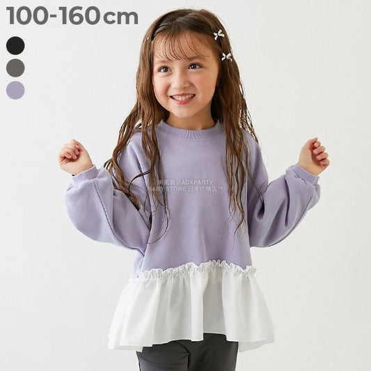 日本童裝 dev!rock 拼接裙邊衛衣 100-160cm 女童款 冬季 TOPS
