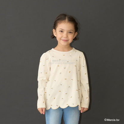日本童裝 Ly# mine x miffy 滿版印花扇貝邊上衣 100-140cm 女童款 秋季 TOPS
