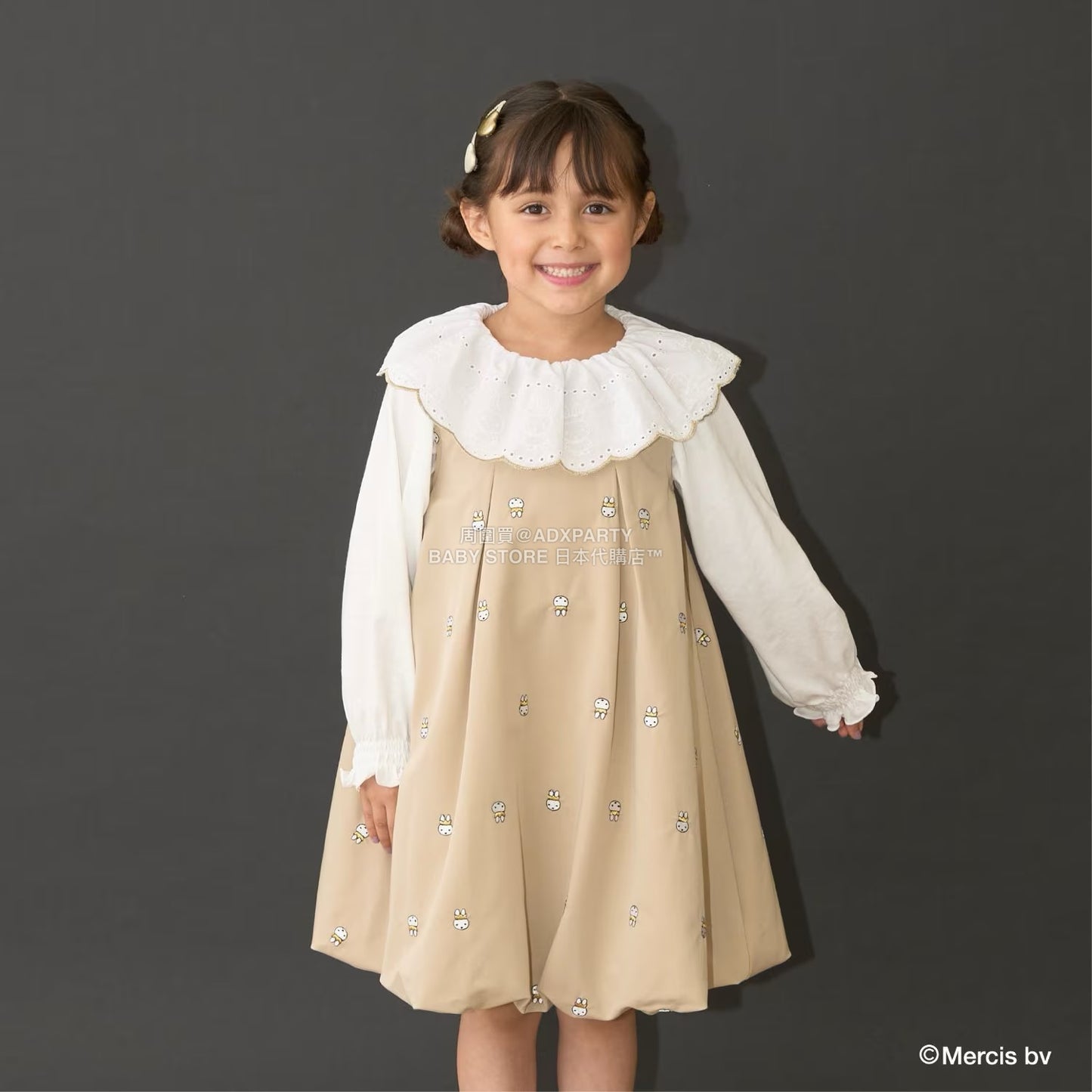 日本童裝 Ly# mine x miffy  刺繡泡泡連身裙 100-140cm 女童款 秋季 DRESSES