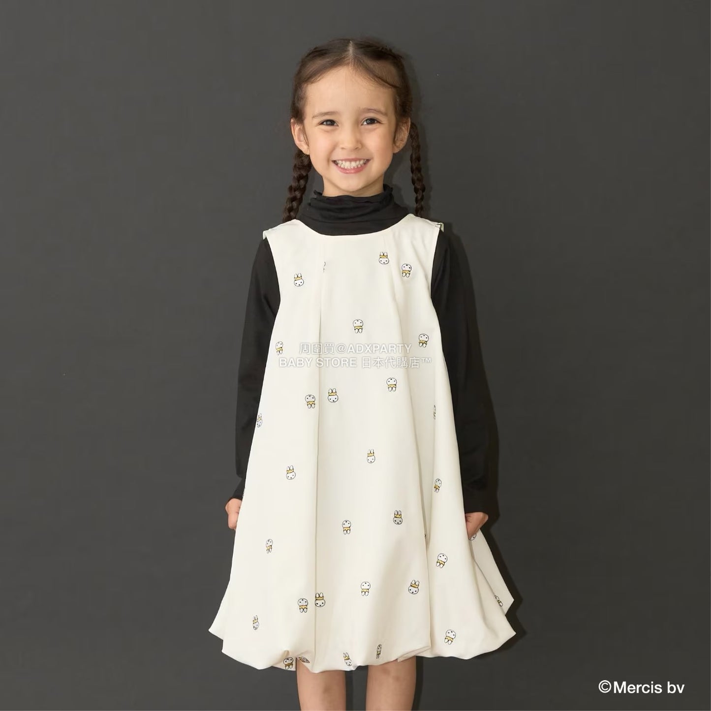 日本童裝 Ly# mine x miffy  刺繡泡泡連身裙 100-140cm 女童款 秋季 DRESSES