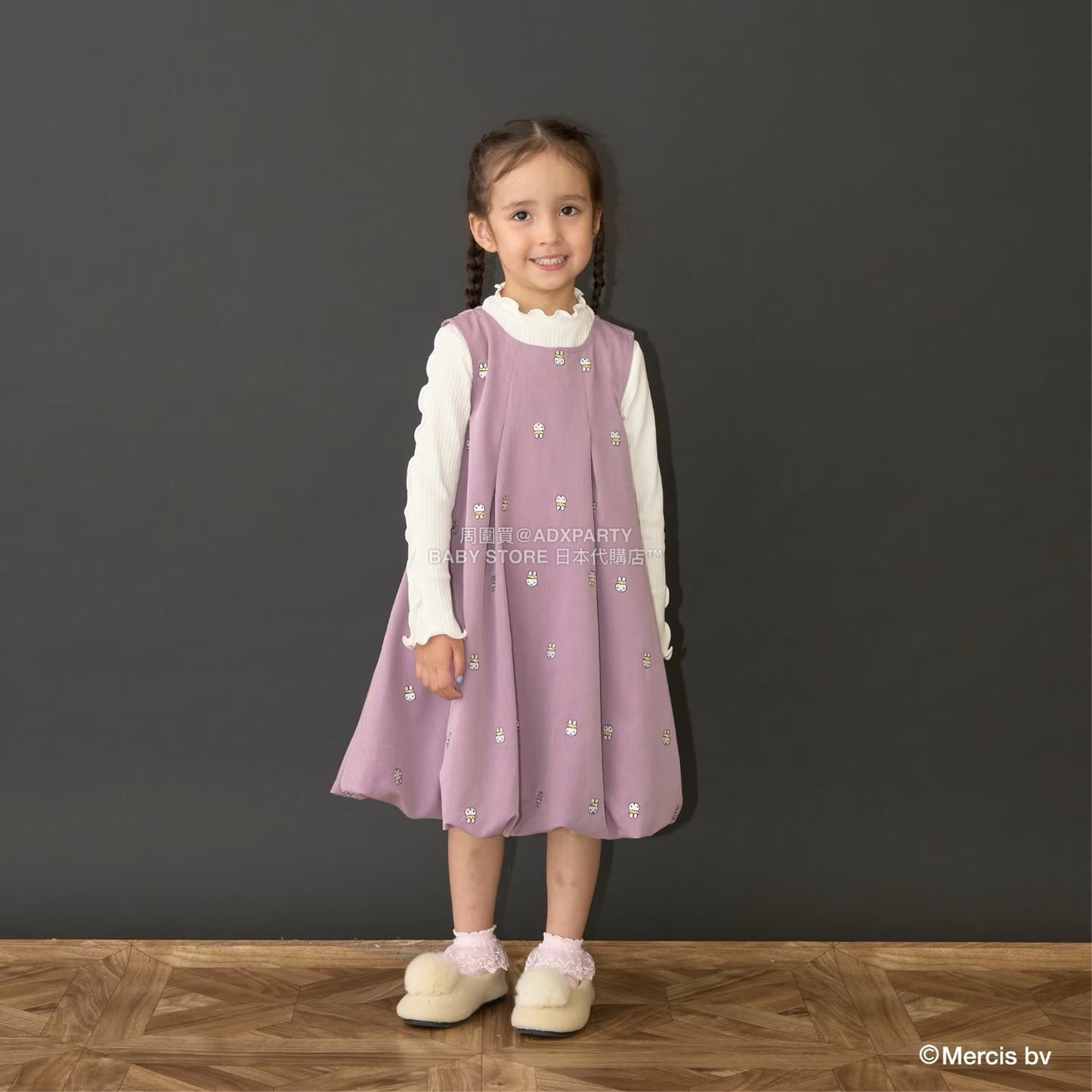 日本童裝 Ly# mine x miffy  刺繡泡泡連身裙 100-140cm 女童款 秋季 DRESSES