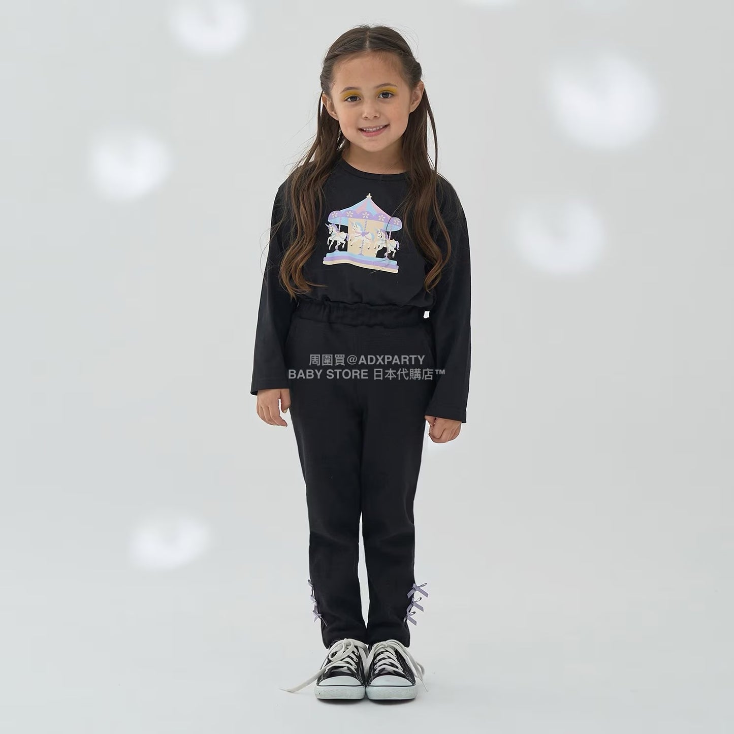 日本童裝 Ly# mine [柔軟棉] 印花長袖上衣 100-150cm 女童款 秋季 TOPS