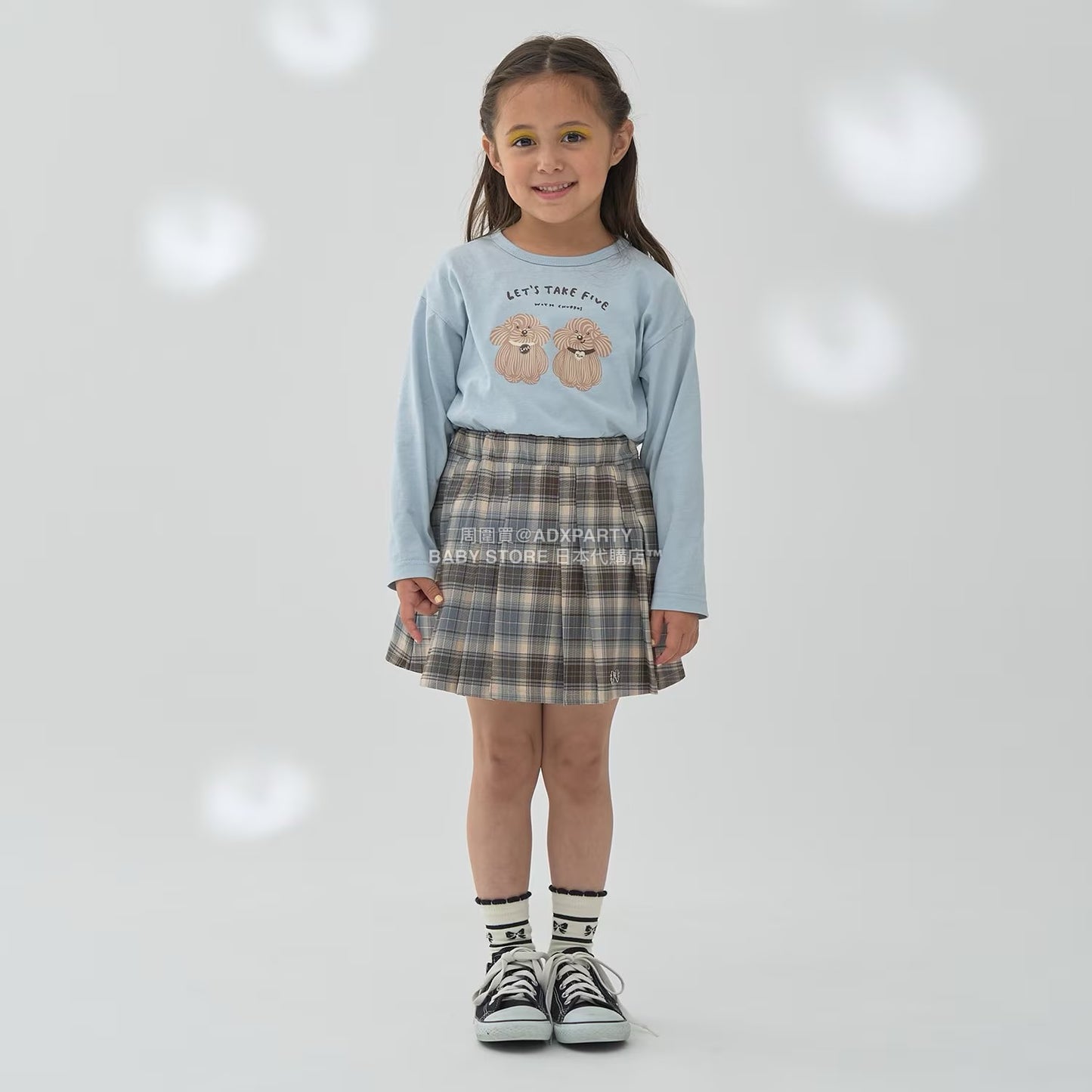 日本童裝 Ly# mine [柔軟棉] 印花長袖上衣 100-150cm 女童款 秋季 TOPS