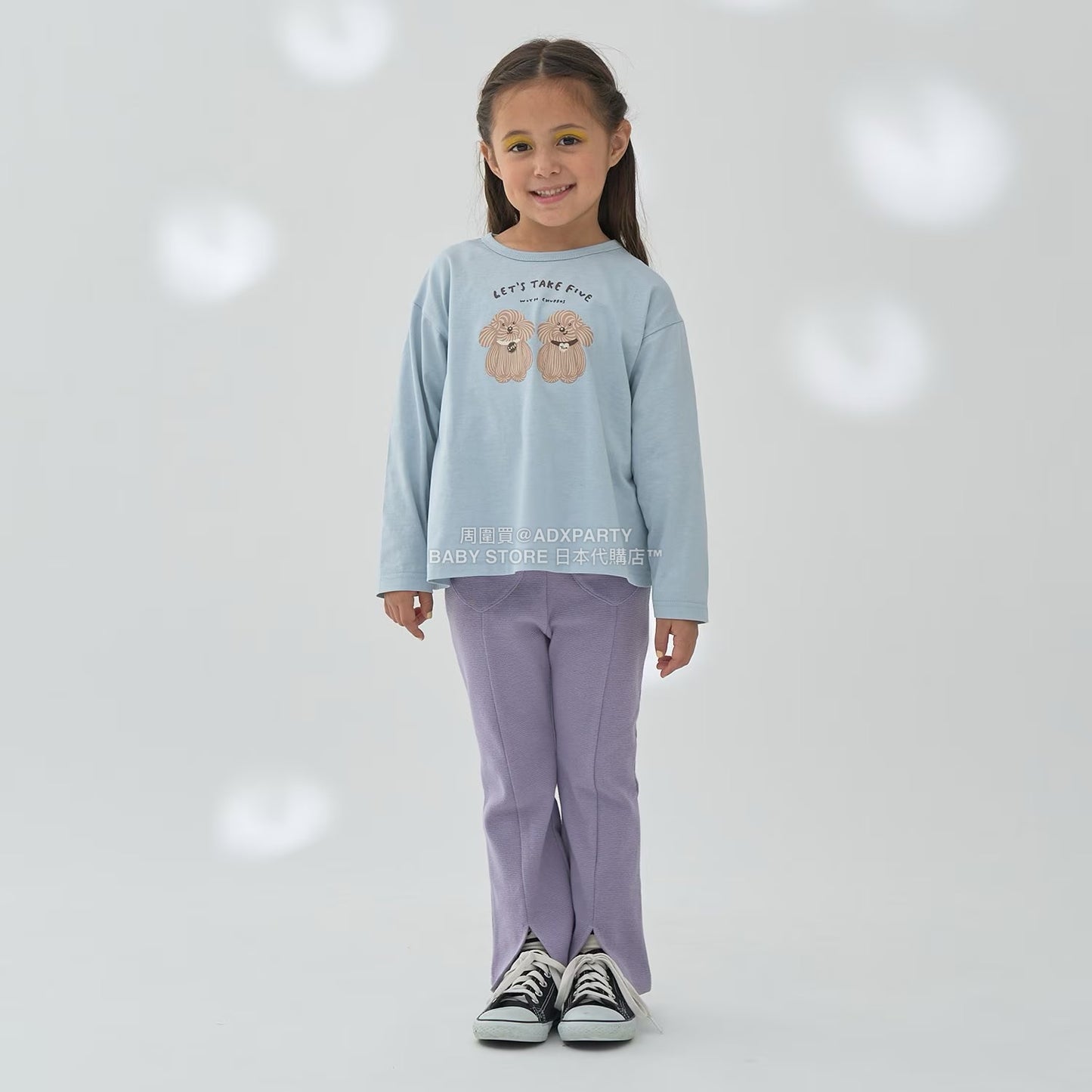 日本童裝 Ly# mine [柔軟棉] 印花長袖上衣 100-150cm 女童款 秋季 TOPS