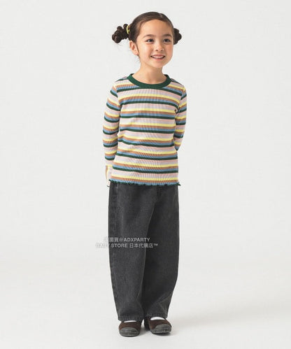 日本童裝 B:MING by BEAMS 條紋喇叭袖上衣 100-140cm 女童款 秋冬季 TOPS