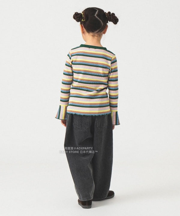 日本童裝 B:MING by BEAMS 條紋喇叭袖上衣 100-140cm 女童款 秋冬季 TOPS