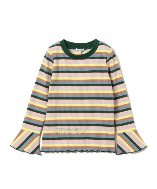 日本童裝 B:MING by BEAMS 條紋喇叭袖上衣 100-140cm 女童款 秋冬季 TOPS